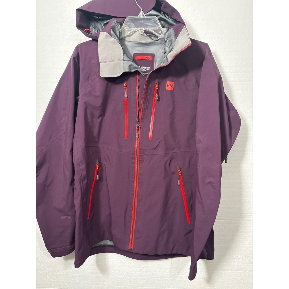 MEC Hard Shell Jacket Womens Large Purple 3L Gore-Tex RECCO Waterproof Hooded